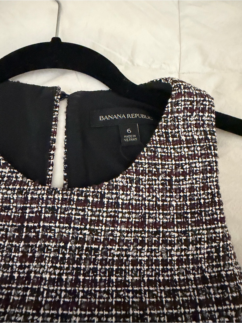Banana Republic Black, White and Burgundy Tweed Mini Dress